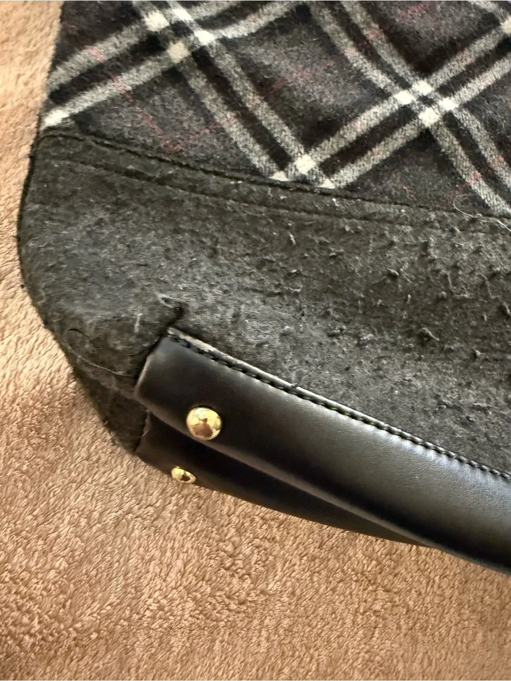 Tartan Plaid Black Tote Bag with Tassel